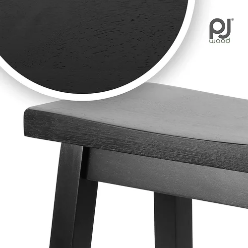 Vista 6 de PJ Wood Classic Modern - Asiento de sillín sin espalda de madera maciza, taburete de mostrador de 24 pulgadas de alto, fácil de montar