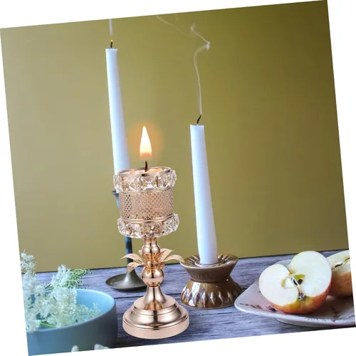 Vista 7 de IMIKEYA Candelabro de cristal de metal acabado dorado decoración multiusos para bar casero de boda