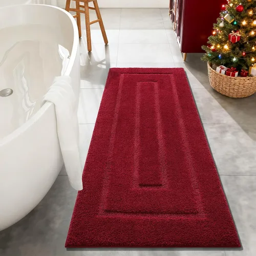 Vista 42 de HOMORE Alfombra de baño negra de 24 x 17 pulgadas, suave y absorbente, alfombra de baño pequeña, alfombra de baño lavable antideslizante para bañera