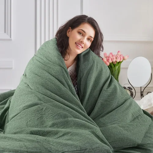 Vista 382 de NEXHOME PRO Funda de edredón Twin XL 100% algodón lavado, transpirable, duradera, texturizada, similar al lino, juego de ropa de cama para el hogar