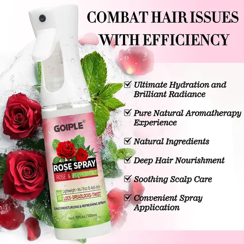 Vista 3 de 2 unidades de agua de rosas para el cabello Loc Spray hidratante refrescante para rastas – Crema hidratante para el cuero cabelludo de agua de rosas