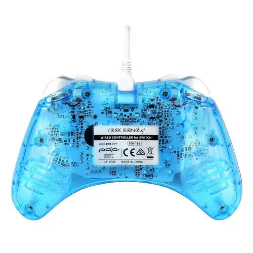 Vista 7 de Rock Candy Wired Gaming Switch Pro Controller - Blu-merang Blue Clear - Licensed by Nintendo - OLED Compatible - Compact, Hard Transparent Plastic