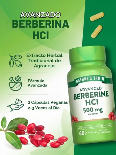 Vista 5 de Nature's Truth Berberina HCl 500mg 60 Cápsulas de extracto de agracejo