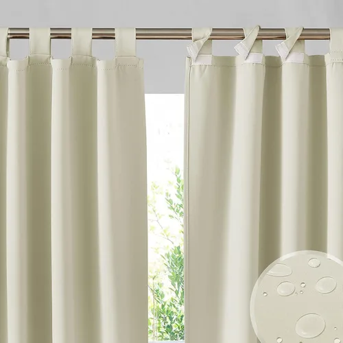 Vista 30 de RYB HOME Cortinas para Exteriores para Patio - 2 Paneles Cortinas para Exteriores Desmontables con Parte Superior Adhesiva Impermeables Opacas