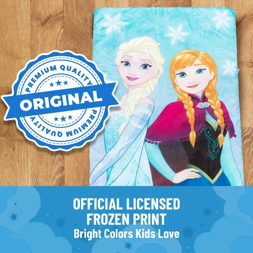 Vista 7 de Jay Franco Disney Frozen Sparkle Saco de Dormir - Saco de dormir/bolsa de dormir ligero para niños, acogedor y cálido, con Anna y Elsa