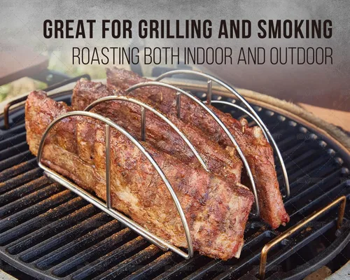 Vista 3 de Rejillas para costillas de barbacoa para asar y ahumar, estante de acero inoxidable para asar - Rejilla de repuesto Joe Classic para sujetar 3