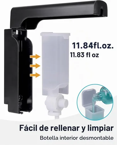 Vista 7 de AIKE EasyPush - Dispensador de jabón líquido para montaje en pared, 11.8 Negro