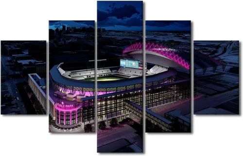 Vista 52 de Arte para pared, lienzo para estadio deportivo, arte para pared, diseño de campo de Wrigley en Chicago, pinturas de Chicago, impresiones sobre