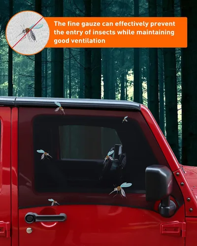 Vista 2 de Savadicar Parasol para ventana delantera, parasol de malla transpirable para ventana lateral, media cubierta, compatible con Jeep Wrangler TJ JK JL