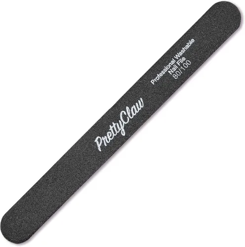 Vista 2 de PrettyClaw 10 limas de uñas profesionales de grano 80/100, lima de uñas acrílicas rectas negras, centro de plástico, tablero de esmeril de doble
