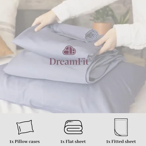Vista 6 de DreamFit DreamCool Juego de Sábanas de Cama Refrescantes de 100% Algodón Egipcio con Correas Elásticas en las Esquinas 400 Hilos Bolsillo Extra