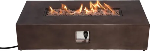 Vista 13 de SUNBURY Mesa de fuego de propano para exteriores de 35 pulgadas, mesa de fuego gris para patio de 50,000 BTU, mesa de fuego cuadrada de gas