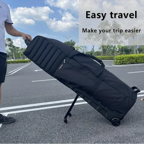 Vista 3 de Wheeled Golf Travel Bag with Stand, Adjustable 2 or 4 Wheels, Thickened Padded Protection, Rolling Travel Case with Handles, with Password Lock