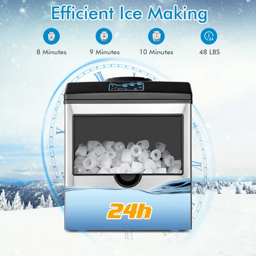 Vista 4 de PETSITE Dispensador de agua 2 en 1 para máquina de hielo, máquina electrónica portátil con dispensador de enfriador de agua, 48 libras/día, cubo