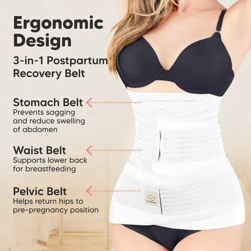 Vista 2 de 3 en 1 Soporte Posparto para el Abdomen. Banda para el vientre para etapa posnatal, embarazo, maternidad, fajas moldeadoras de cuerpo para mujeres