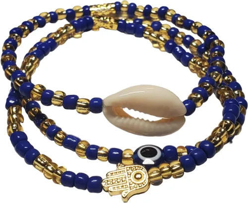 Vista 20 de 3 pcs Ilde Cowrie seashell Evil Eye Hamsa Hand Orisha Santeria Pulseras Bracelet Set