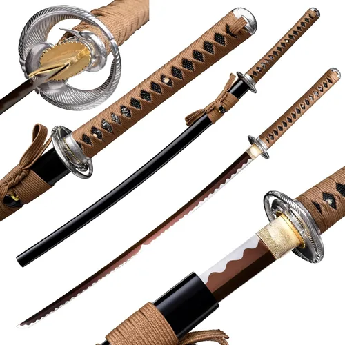 Vista 11 de Fidestisan Estilo Monte Fuji 2.21IB 101 cm Espada Samurai Katana Japonesa Real de Acero de Primavera 1065 Hoja con Hamon Artificial, Tang Completo