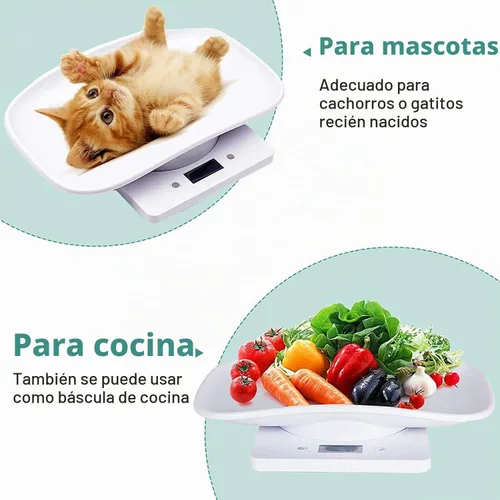 Vista 2 de Báscula digital para mascotas, báscula electrónica LCD, báscula
