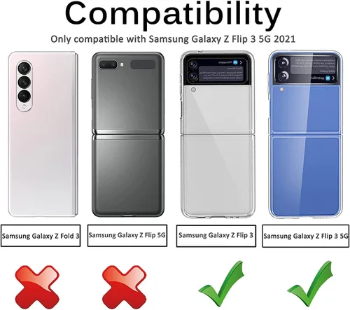 Vista 7 de Miimall Funda de lujo compatible con Samsung Galaxy Z Flip 3, protector de pantalla de cámara + protección de bisagra + funda delgada de cuero