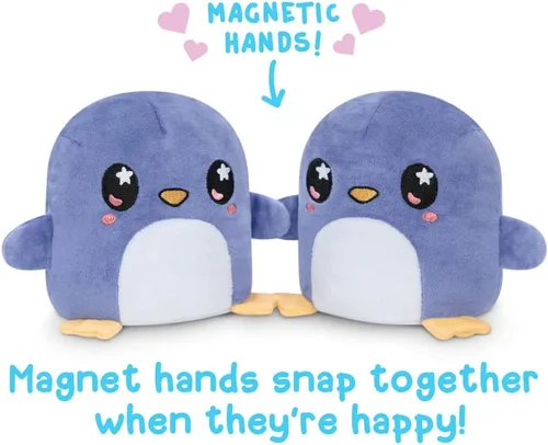 Vista 2 de TeeTurtle Pingüino Plushmate reversible morado estrellado azul claro enojado muestra tu estado de ánimo sin decir una palabra