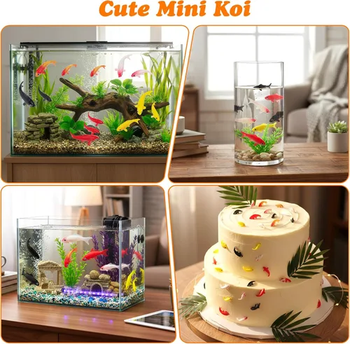 Vista 5 de 30 piezas de peces pequeños, pequeños peces de plástico, mini decoración de peces Koi, pequeñas figuras de peces Koi para jardín de hadas, proyectos
