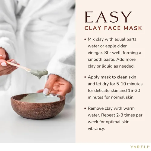 Vista 7 de YARELI Máscara facial en polvo de arcilla de bentonita y baño de limpieza, arcilla curativa india pura, 2 libras (32 onzas)
