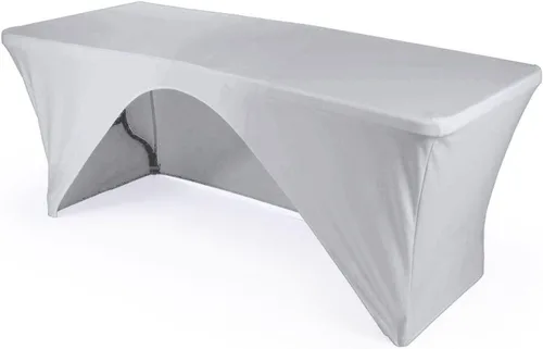 Vista 20 de LA Linen Mantel de elastano con respaldo abierto para mesa rectangular de 6 pies, 72 x 30 x 30 pulgadas, color negro