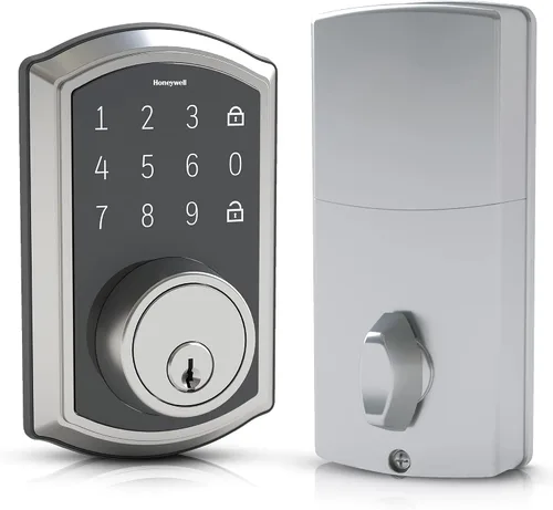 Vista 9 de Honeywell Cajas fuertes y cerraduras de puerta – Cerradura de puerta de entrada sin llave con teclado de pantalla táctil – Cerradura inteligente