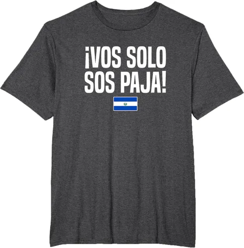 Vista 21 de Camiseta Vos Solo Sos Paja Salvadoran Slang Bandera de El Salvador, Negro