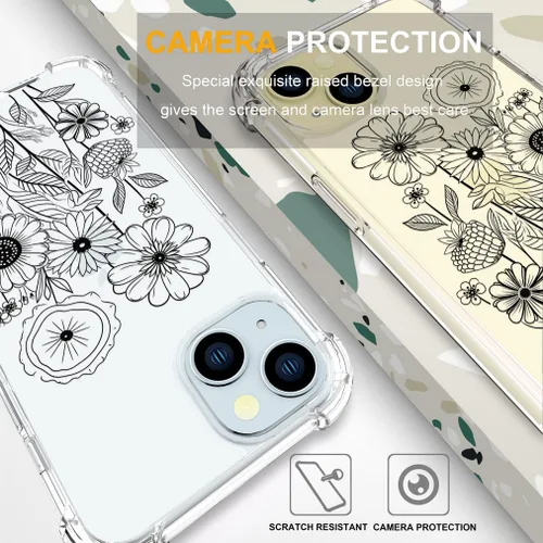 Vista 3 de Funda para iPhone 14 - Flores negras transparentes Flores negras claras