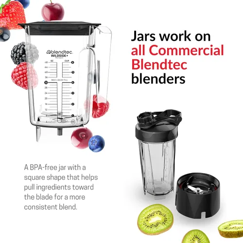 Vista 3 de Blendtec Tarro WildSide de 90 onzas, grado comercial, frasco de repuesto de cinco caras, compatible con Blendtec Blenders, capacidad de mezcla de 36