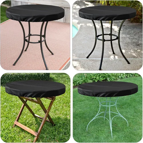 Vista 8 de Funda de mesa redonda para exteriores, impermeable, resistente a los rayos UV, para mesas de patio de 28 pulgadas de diámetro, protector