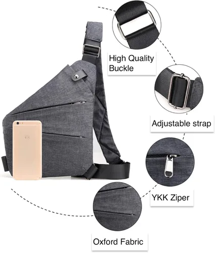 Vista 3 de North Carry Slim Sling Bag North Carry - Bolsa delgada para mujeres, bolsa antirrobo, bolsa flexible personal para mujeres y hombres