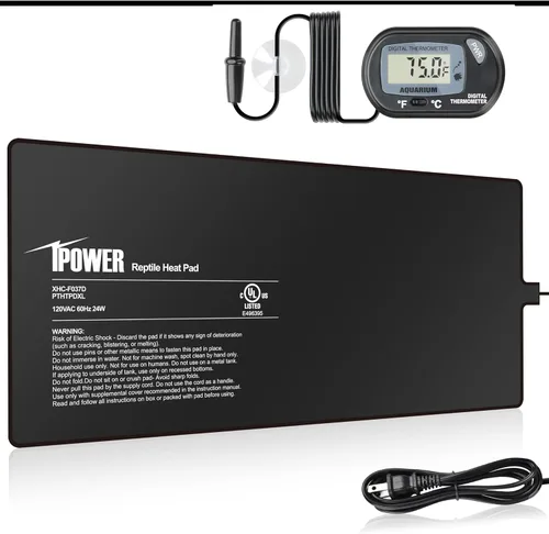 Vista 29 de iPower Almohadilla de Calor para Reptiles de 6 x 8 Pulgadas, 8 W, Calentador de Terrario Debajo del Tanque, Alfombrilla Calefactora para Tortuga