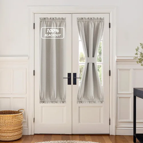 Vista 88 de NICETOWN Cortinas de Lino para Puerta Lateral - Cortinas Opacas con Aislamiento Térmico para Puerta Delantera Francesa para Sombra Pequeña