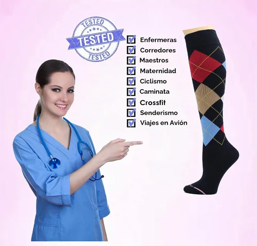 Vista 6 de Dr. Motion - 5 pares de calcetines de compresión terapéutica graduada de 8-15 mmHg para rodillas de mujer