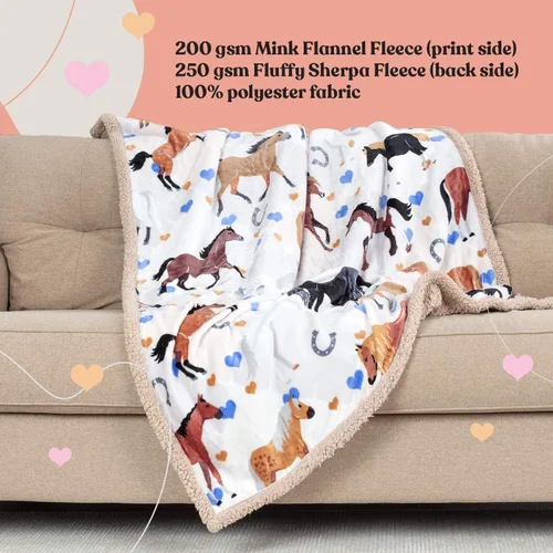 Vista 7 de Manta de caballo para niñas, regalo perfecto para niñas, suave y acogedora manta de 50 x 60 pulgadas, amada por niños y nietas, regalos ecuestres