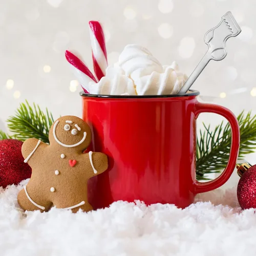 Vista 6 de Skyley Juego de 32 cucharas de Navidad para agitar, chocolate caliente, acero inoxidable, café, té, sopa, postre para bebidas, mezcla, batido, 4