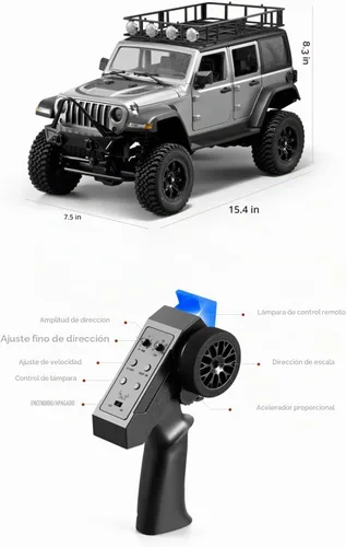 Vista 9 de GoolRC 1:12 escala 4 ruedas coche de control remoto, camión todoterreno con luces, 2.4G control remoto oruga Negro