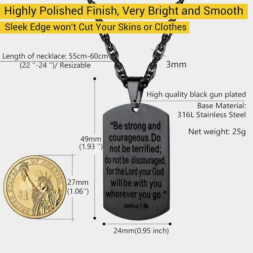 Vista 5 de Prosteel - Colgante de cruz de acero inoxidable para hombre y mujer colgante de placa de perro etiqueta militar con palabras collar inspirador