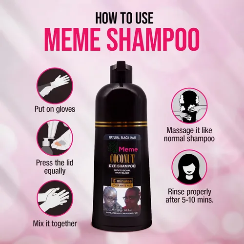 Vista 2 de Meme - Champú con infusión de aceite de coco de 16.9 onzas líquidas, color vibrante, resistente a la decoloración, suave para el cuero cabelludo