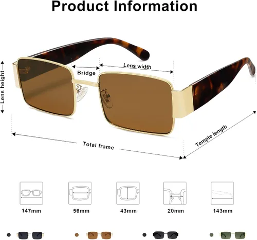 Vista 4 de SOJOS Gafas de sol rectangulares vintage con diseño retro UV400 SJ1162