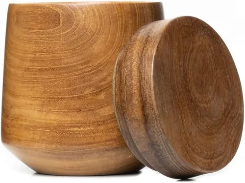 Vista 3 de Rainforest Bowls Juego de 4 cuencos de madera de Mushiwan de borde redondeado de Java con tapa, 4 pulgadas de diámetro, apto para el calor