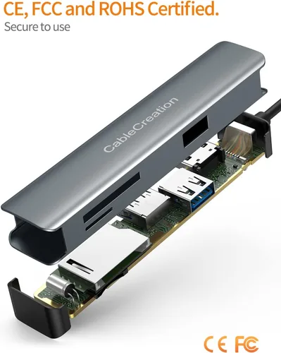 Vista 5 de Hub USB C, adaptador multipuerto CableCreation 5 en 1 para iPad Pro con HDMI 4K, 2 USB 3.0, lector de tarjetas SD/Micro SD para MacBook Pro/Air