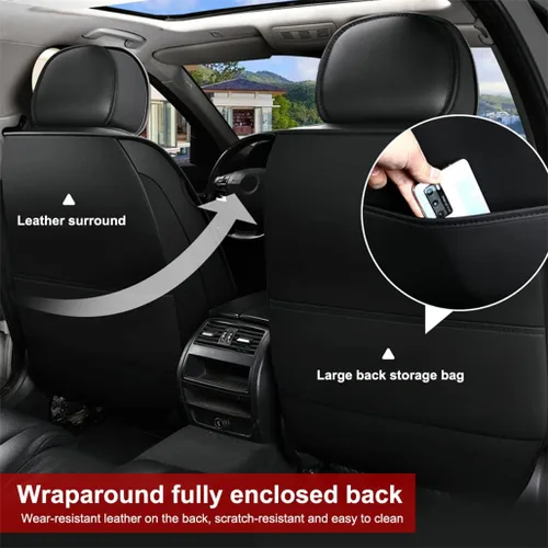 Vista 5 de Aoyade Car Seat Covers Fit for X1 Durable PU Leather Cushion Covers for 5 Seats Vehicle, Auto Interior Accessories Airbag Compatible,Black