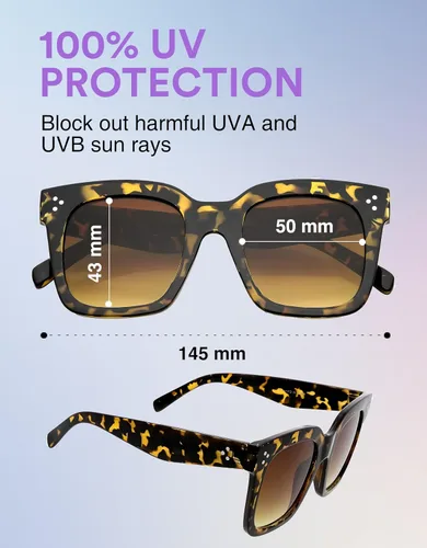 Vista 2 de zeroUV - Gafas de sol cuadradas retro de moda de gran tamaño para mujer estilo vintage 1.969 pulgadas