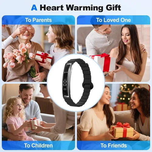 Vista 8 de Pulsera inteligente para mujer, rastreador de actividad de salud, frecuencia cardíaca 24/7, oxígeno en sangre y monitor de estrés, monitor de sueño