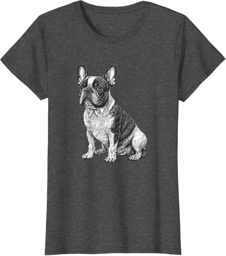 Vista 4 de Divertida camiseta francesa Bulldog francés en blanco y negro, Negro