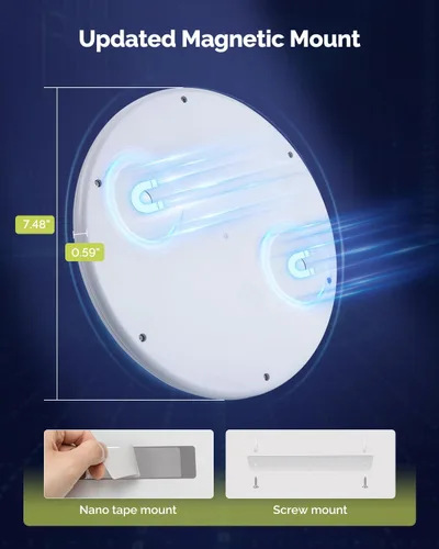 Vista 2 de Lámpara de techo alimentada por batería de 7.48 pulgadas con control remoto, luz de ducha recargable impermeable, luces de techo con sensor