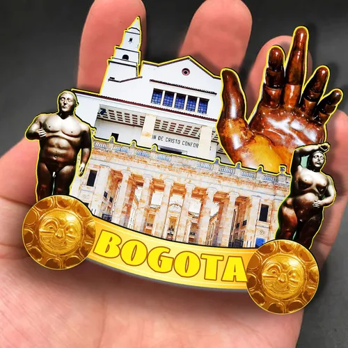 Vista 4 de Imán de madera de Bogotá Colombia 3D para nevera, recuerdos coleccionables, decoración hecha a mano, artesanías 2